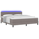 Box spring seng med LED-lysstrimler Gråbrun 180 x 200 cm Stof