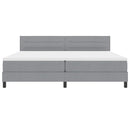 Box spring seng med madras med LED Lysegrå 200 x 200 cm Stof