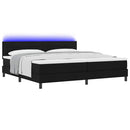 Box spring seng med madras med LED Sort 200 x 200 cm Stof