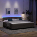 Box spring seng med madras med LED Mørk Brun 200 x 200 cm Stof