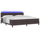 Box spring seng med madras med LED Mørk Brun 200 x 200 cm Stof