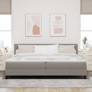 Box spring seng med madras med LED Gråbrun 200 x 200 cm Stof