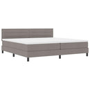Box spring seng med madras med LED Gråbrun 200 x 200 cm Stof