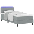 Box spring seng med LED-lysstrimler Lysegrå 80 x 200 cm Stof