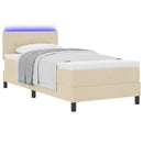 Box spring seng med pude med hovedgærde Creme 80 x 200 cm Stof