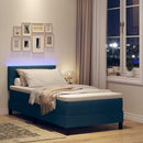 Box spring seng med pude med hovedgærde Blå 80 x 200 cm Stof