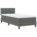 Box spring seng med LED-lysstrimler Mørkegrå 90 x 190 cm Stof