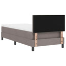 Box spring seng med LED-lysstrimler Gråbrun 90 x 190 cm Stof