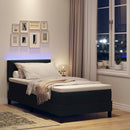 Box spring seng med LED-lysstrimler Sort 90 x 200 cm Stof