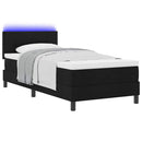 Box spring seng med LED-lysstrimler Sort 90 x 200 cm Stof