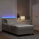 Box spring seng med LED-lysstrimler Gråbrun 90 x 200 cm Stof