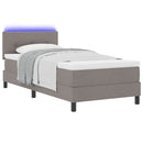 Box spring seng med LED-lysstrimler Gråbrun 90 x 200 cm Stof