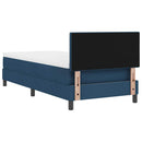 Box spring seng med LED-lysstrimler Blå 90 x 200 cm Stof