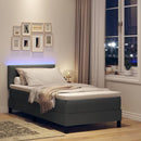 Box spring seng med LED-lysstrimler Mørkegrå 100 x 200 cm Stof