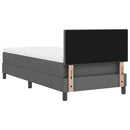 Box spring seng med LED-lysstrimler Mørkegrå 100 x 200 cm Stof