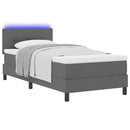 Box spring seng med LED-lysstrimler Mørkegrå 100 x 200 cm Stof