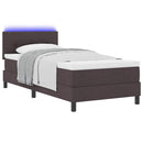 Box spring seng med LED-lysstrimler Mørk Brun 100 x 200 cm Stof