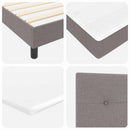 Box spring seng med LED-lysstrimler Gråbrun 100 x 200 cm Stof