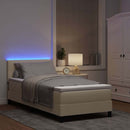 Box spring seng med LED-lysstrimler Creme 100 x 200 cm Stof