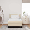 Box spring seng med LED-lysstrimler Creme 100 x 200 cm Stof