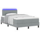 Box spring seng med LED-lysstrimler Lysegrå 120 x 190 cm Stof