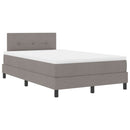 Box spring seng med LED-lysstrimler Gråbrun 120 x 200 cm Stof