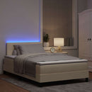 Box spring seng med LED-lysstrimler Creme 120 x 200 cm Stof