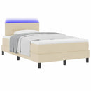 Box spring seng med LED-lysstrimler Creme 120 x 200 cm Stof