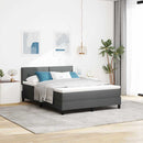 Box spring seng med LED-lysstrimler Mørkegrå 140 x 200 cm Stof
