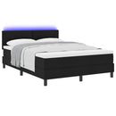 Box spring seng med LED-lysstrimler Sort 140 x 200 cm Stof