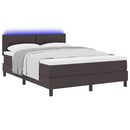 Box spring seng med LED-lysstrimler Mørk Brun 140 x 200 cm Stof