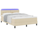 Box spring seng med LED-lysstrimler Creme 140 x 200 cm Stof