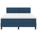Box spring seng med LED-lysstrimler Blå 140 x 200 cm Stof