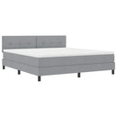 Box spring seng med LED-lysstrimler Lysegrå 180 x 200 cm Stof