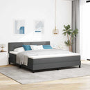 Box spring seng med LED-lysstrimler Mørkegrå 180 x 200 cm Stof