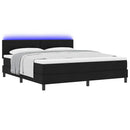 Box spring seng med LED-lysstrimler Sort 180 x 200 cm Stof