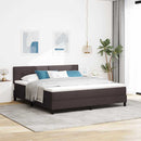 Box spring seng med LED-lysstrimler Mørk Brun 180 x 200 cm Stof