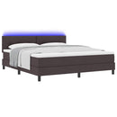 Box spring seng med LED-lysstrimler Mørk Brun 180 x 200 cm Stof