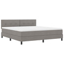 Box spring seng med LED-lysstrimler Gråbrun 180 x 200 cm Stof