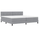 Box spring seng med LED-lysstrimler Lysegrå 200 x 200 cm Stof