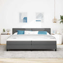 Box spring seng med LED-lysstrimler Mørkegrå 200 x 200 cm Stof