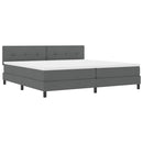 Box spring seng med LED-lysstrimler Mørkegrå 200 x 200 cm Stof