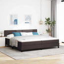 Box spring seng med LED-lysstrimler Mørk Brun 200 x 200 cm Stof