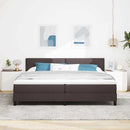 Box spring seng med LED-lysstrimler Mørk Brun 200 x 200 cm Stof