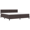 Box spring seng med LED-lysstrimler Mørk Brun 200 x 200 cm Stof