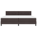 Box spring seng med LED-lysstrimler Mørk Brun 200 x 200 cm Stof