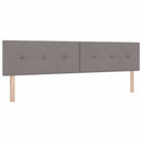Box spring seng med LED-lysstrimler Gråbrun 200 x 200 cm Stof