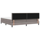 Box spring seng med LED-lysstrimler Gråbrun 200 x 200 cm Stof