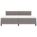 Box spring seng med LED-lysstrimler Gråbrun 200 x 200 cm Stof