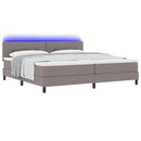 Box spring seng med LED-lysstrimler Gråbrun 200 x 200 cm Stof